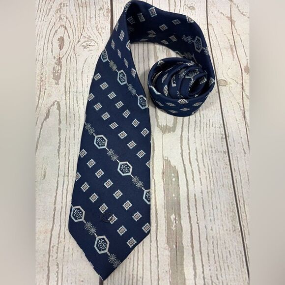 ‼️final must bundle‼️ Vintage Oscar de la Renta for May Co Men’s Store Blue Tie - Picture 2 of 7